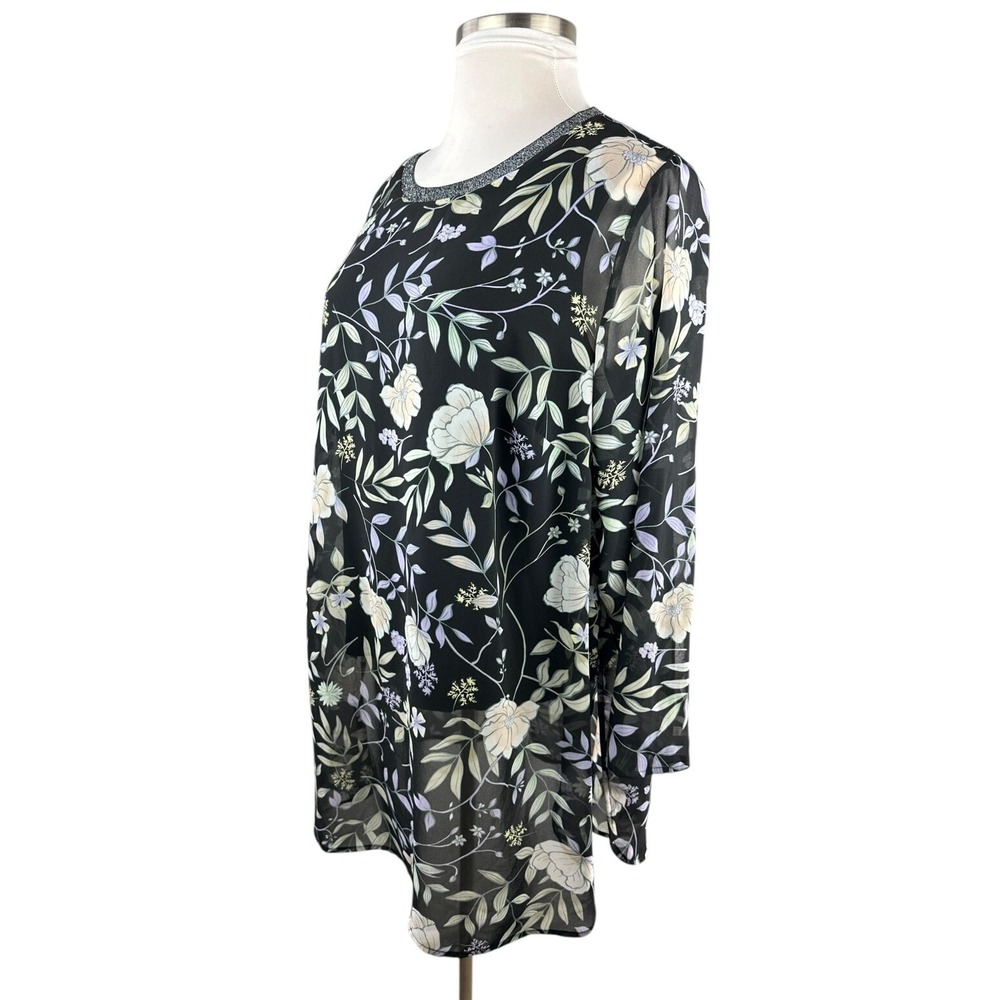 Calvin Klein Floral Wildflower Lined Tunic Blouse Mini Dress Womens Plus Size 1X - Picture 6 of 16